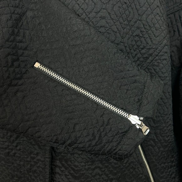 Rebecca Minkoff Black Quilted Moto Jacket Floral Lining Size M - Picture 5 of 14